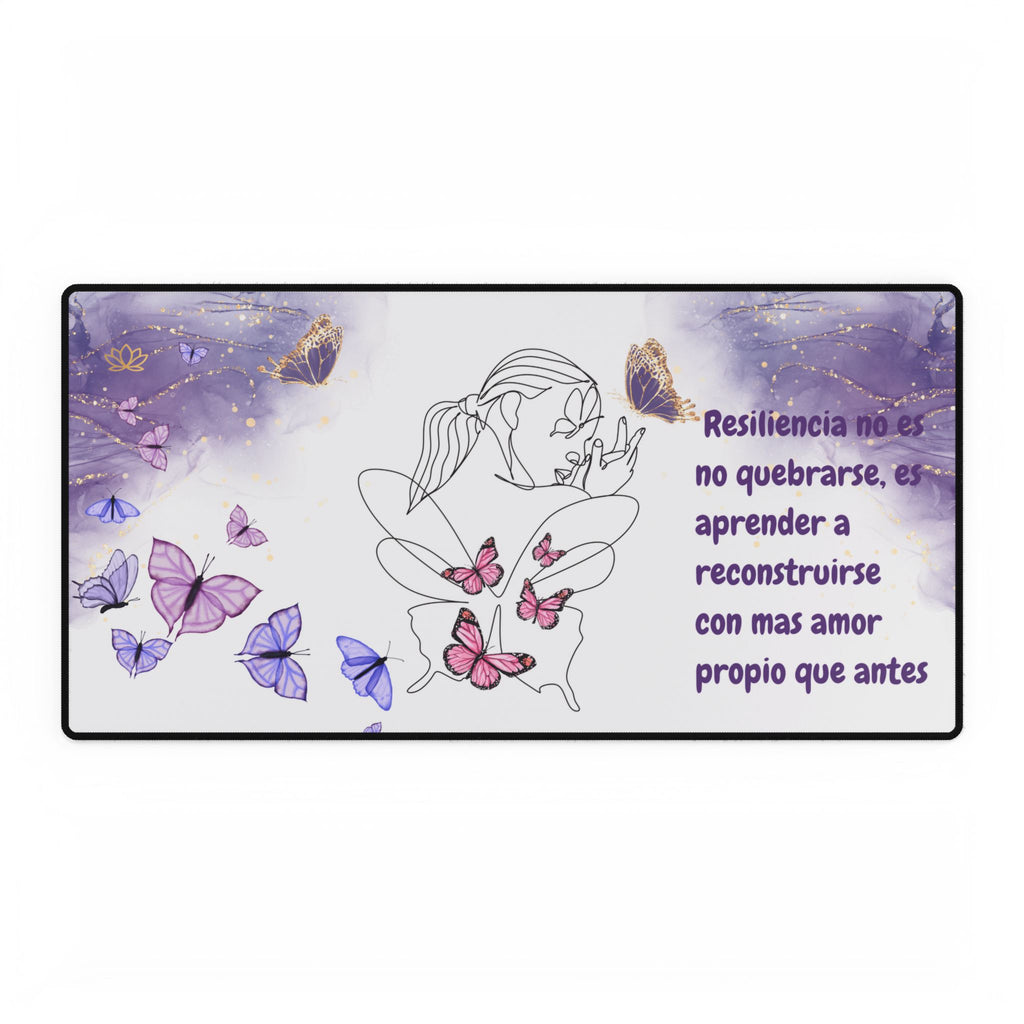 Resiliencia Butterfly Desk Mat — Alfombrilla de Escritorio con Frase Inspiradora en Español